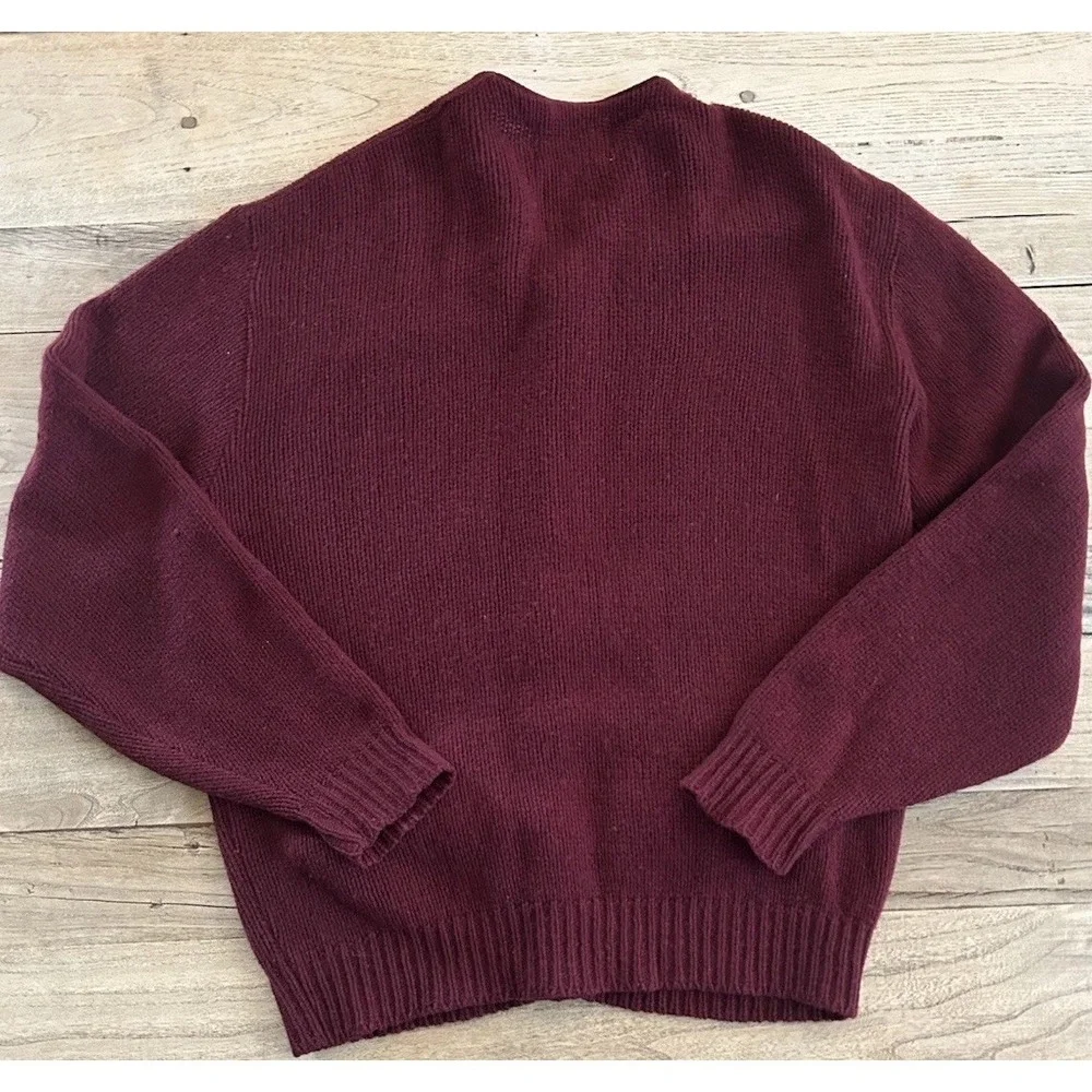 Vtg 60's Jantzen Burgundy‎ Cardigan, Kurt Cobain Grunge 100% 4-ply Shetland Wool
